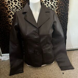 brown faux leather jacket
